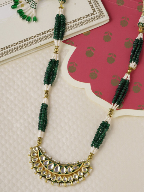 

Tistabene White & Green Gold-Plated Beaded Handcrafted Necklace