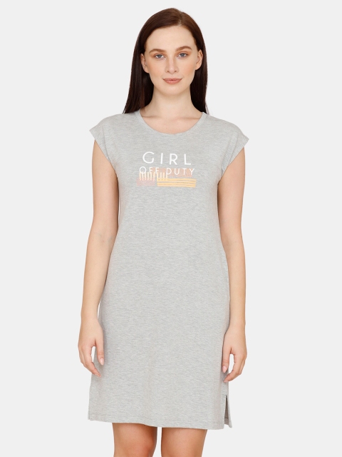 

Zivame Women Grey Printed Nightdress