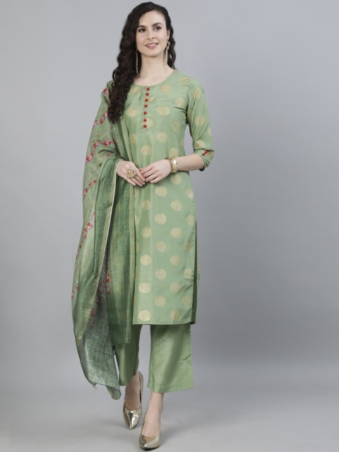 

Jaipur Kurti Women Green Ethnic Motifs Printed Kurta with Palazzos & With Dupatta