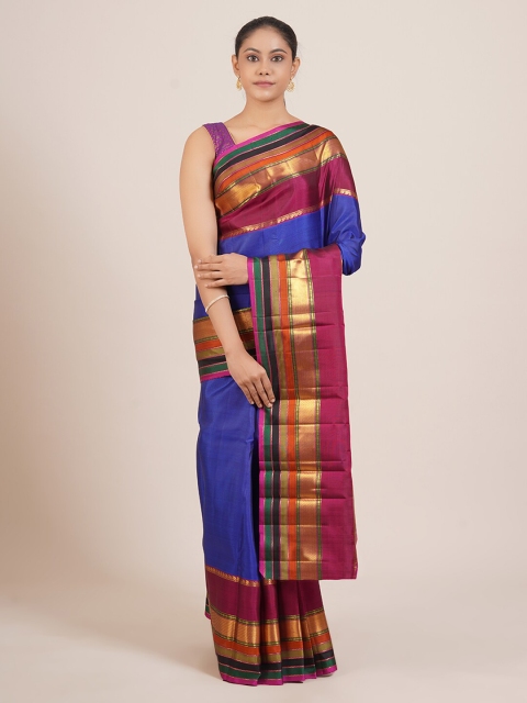 

Pothys Blue & Pink Zari Pure Silk Kanjeevaram Saree