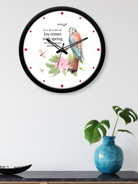 

RANDOM White & Green Printed Contemporary Wall Clock