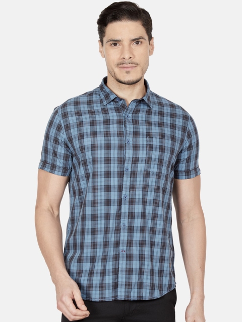 

Oxemberg Men Blue Slim Fit Tartan Checks Checked Casual Shirt