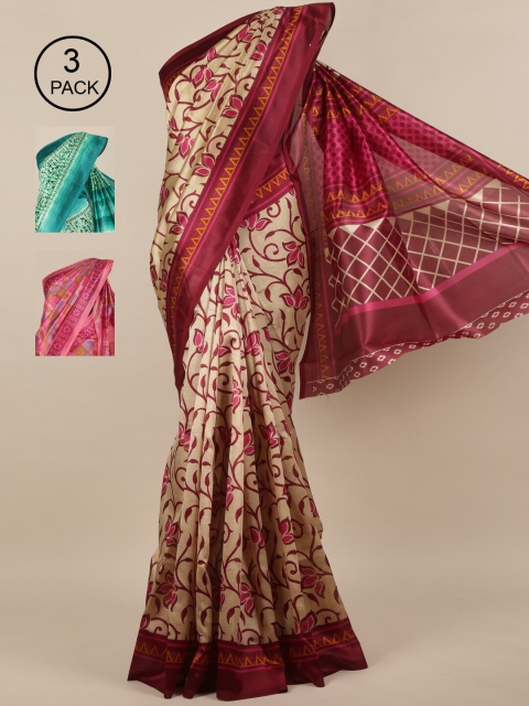 

Pothys Multicoloured Set of 3 Jute Silk Saree, Multi