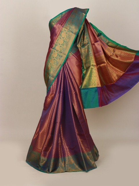 

Pothys Purple & Gold-Toned Floral Zari Art Silk Banarasi Saree