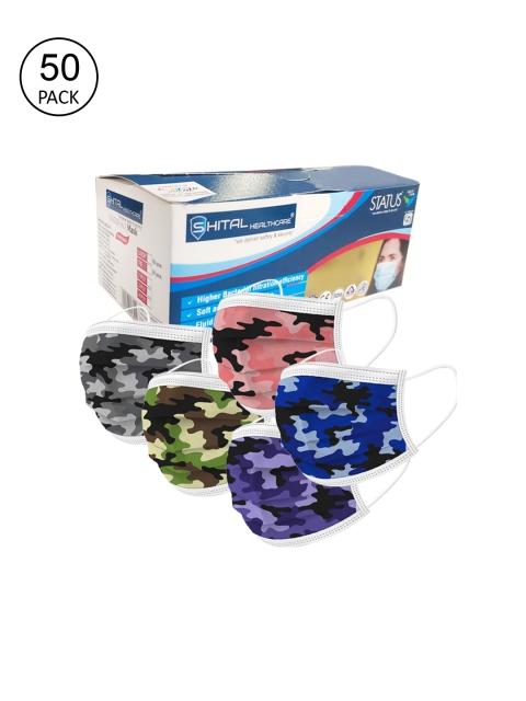 

Status Pack of 50 3-Ply Disposable Military Print Outdoor Masks, Multi