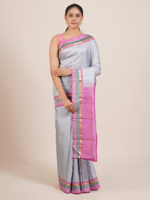 

Pothys Grey & Purple Pure Silk Kanjeevaram Saree