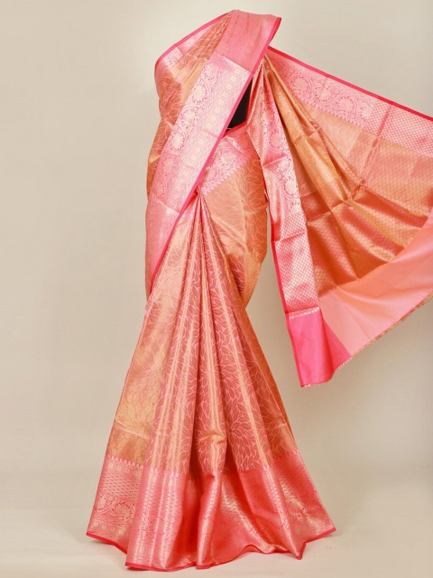 

Pothys Peach-Coloured & Pink Woven Design Zari Art Silk Banarasi Saree