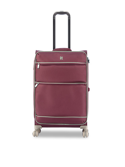 

IT luggage Maroon Solid Soft-Sided Cleave Expandable Cabin Trolley Bag