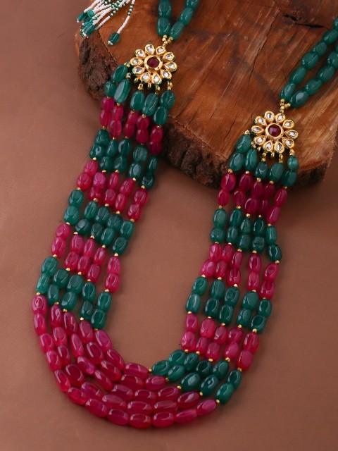 

Tistabene Green & Maroon Gold-Plated Layered Necklace