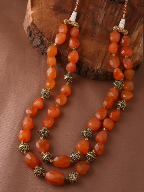 

Tistabene Orange & Gold-Toned Gold-Plated Layered Necklace