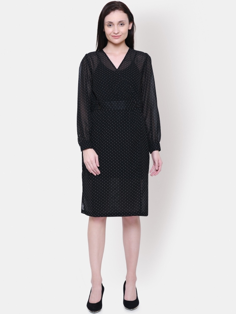 

Yaadleen Women Black Georgette Sheath Dress