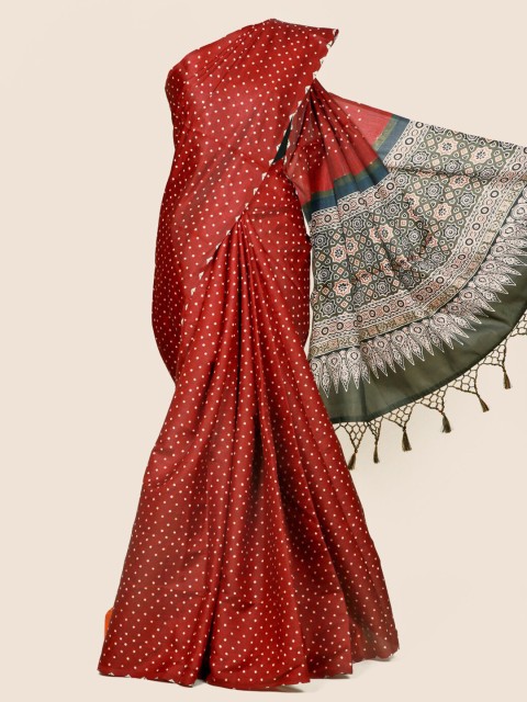 

Pothys Maroon & White Linen Blend Saree