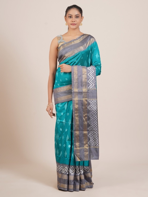

Pothys Blue & White Pure Silk Kanjeevaram Saree