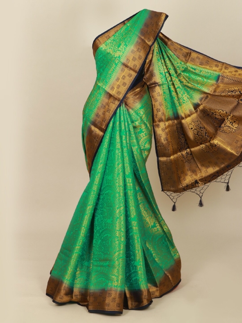 

Pothys Green & Navy Blue Ethnic Motifs Zari Art Silk Banarasi Saree