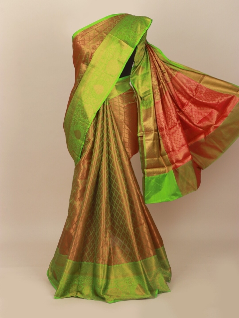 

Pothys Green & Red Woven Design Zari Art Silk Banarasi Saree