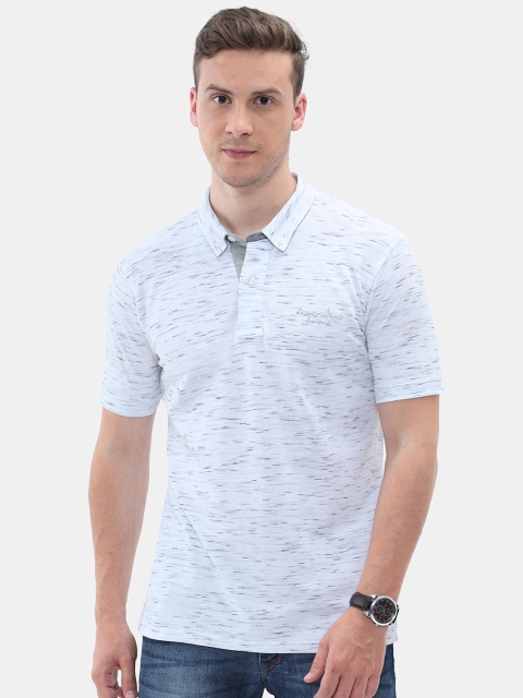 

Masculino Latino Men White Floral Polo Collar T-shirt