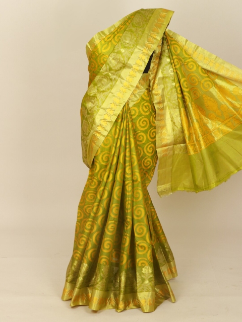 

Pothys Green & Yellow Woven Design Pure Silk Tussar Saree
