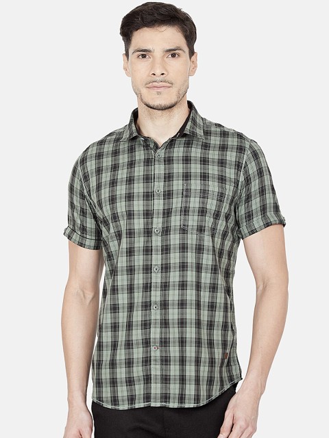 

Oxemberg Men Green Slim Fit Tartan Checks Checked Casual Shirt