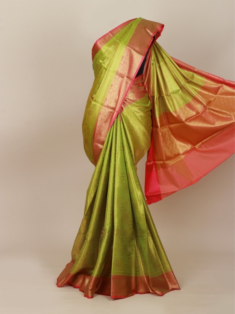 

Pothys Green & Pink Ethnic Motifs Art Silk Banarasi Saree