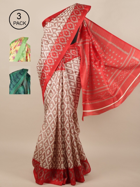 

Pothys Multicoloured Set of 3 Jute Silk Saree, Multi