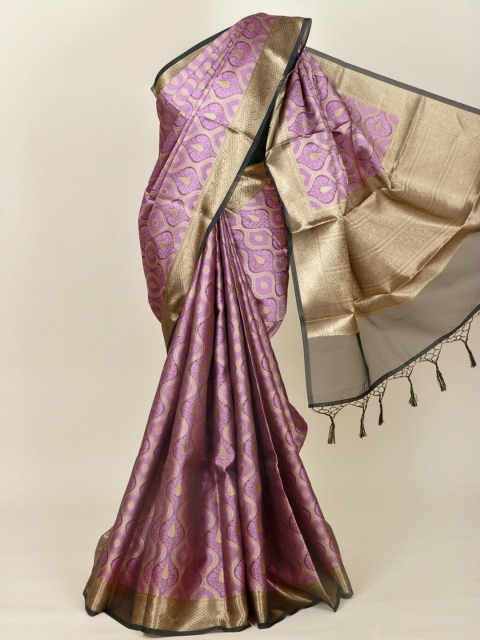 

Pothys Lavender & Gold-Toned Ethnic Motifs Zari Art Silk Banarasi Saree