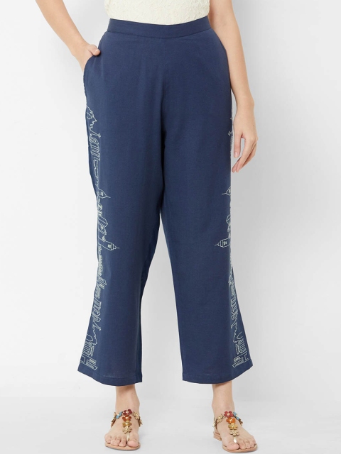 

ZOLA Women Navy Blue Parallel Trousers