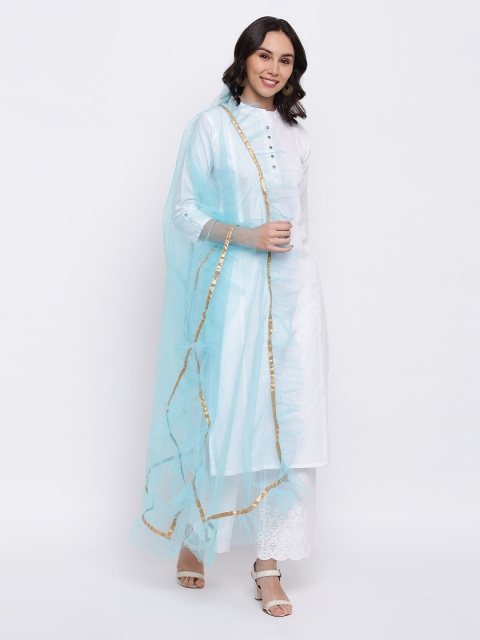 

Shakumbhari Blue & Gold-Toned Dupatta with Gotta Patti