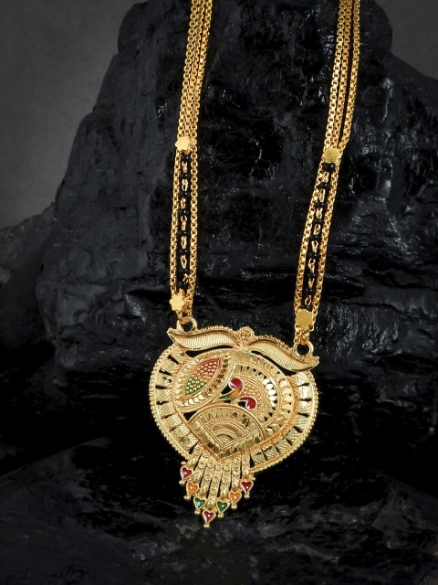 

Silvermerc Designs Gold-Plated Black Beaded Mangalsutra