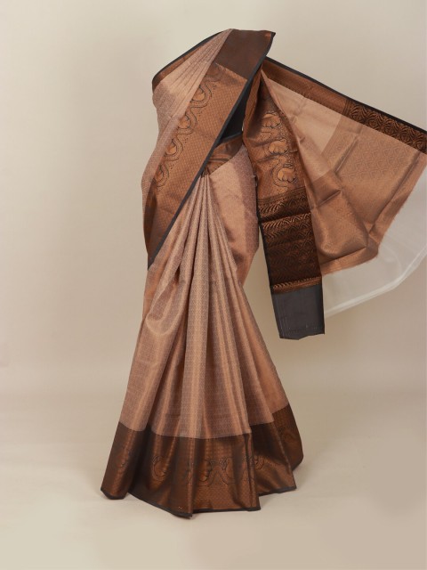 

Pothys Copper-Toned & Tan Woven Design Art Silk Banarasi Saree