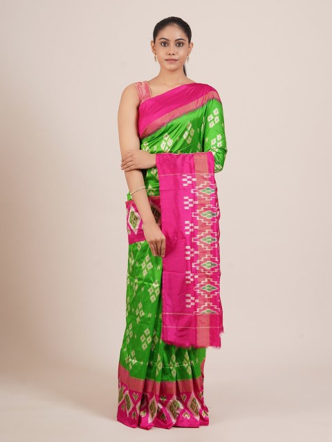 

Pothys Green & Pink Pure Silk Kanjeevaram Saree