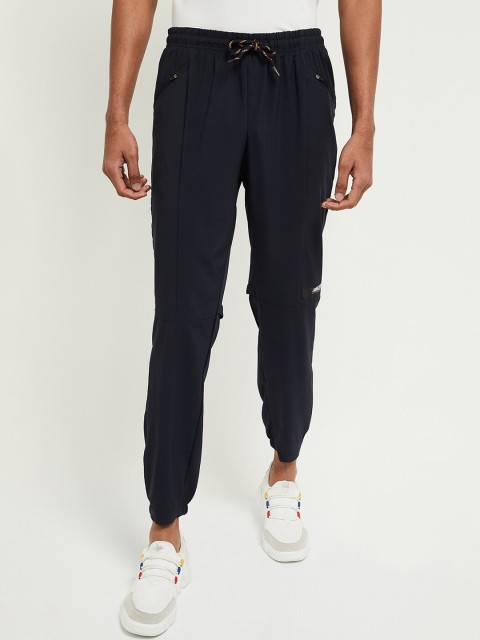 

max Men Navy Blue Solid Joggers