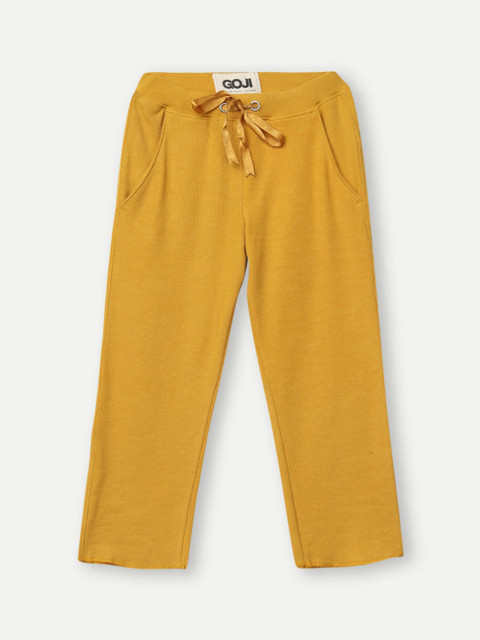 

GOJI Girls Mustard-Yellow Solid Track Pants