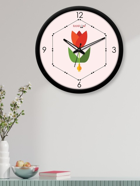 

RANDOM Black & Pink Printed Contemporary 30.4 cm Analogue Wall Clock