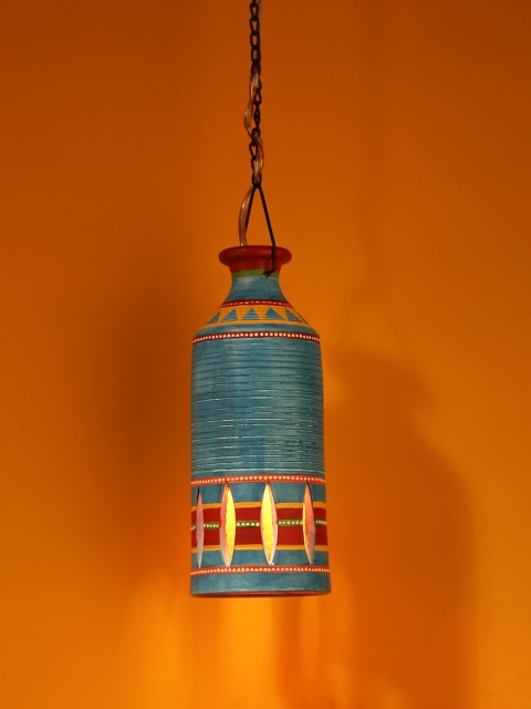 

Aapno Rajasthan Blue & Yellow Printed Contemporary Hanging Lamp