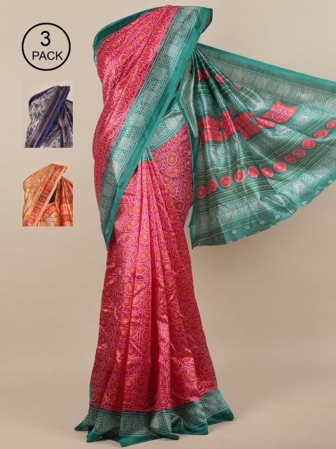 

Pothys Pack of 3 Jute Silk Saree, Magenta