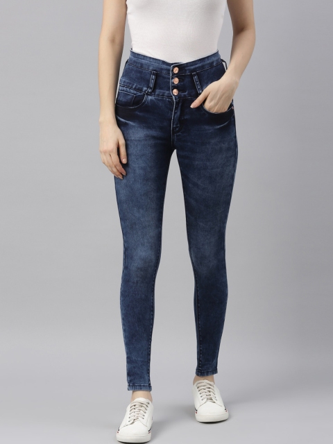 

ZHEIA Women Blue Skinny Fit High-Rise Heavy Fade Jeans