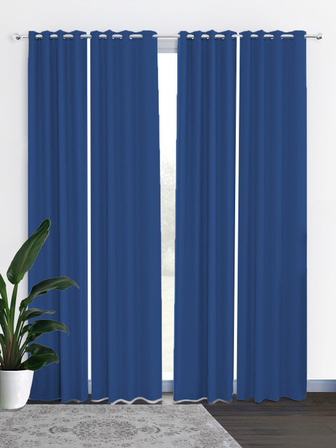 

HOUZZCODE Blue Set of 4 Black Out Door Curtain