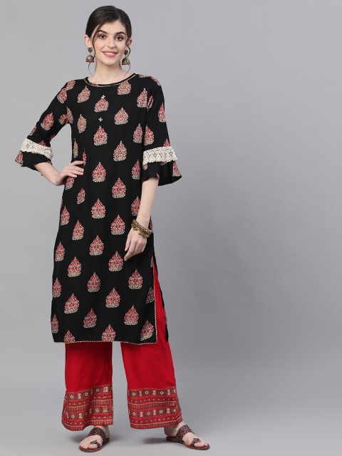 

Ishin Women Black Ethnic Motifs Printed Kurta with Palazzos