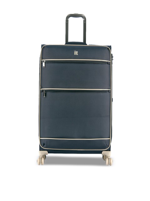

IT luggage Navy Blue & Grey Solid Soft-Sided Large Trolley Suitcase