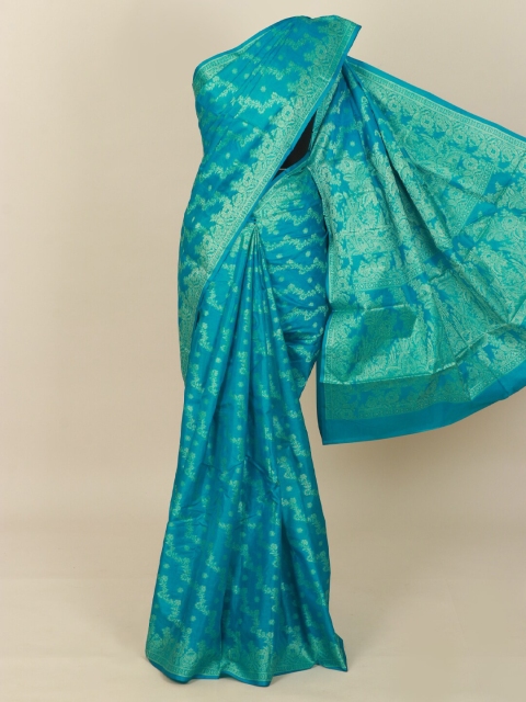 

Pothys Blue Woven Design Pure Silk Tussar Saree