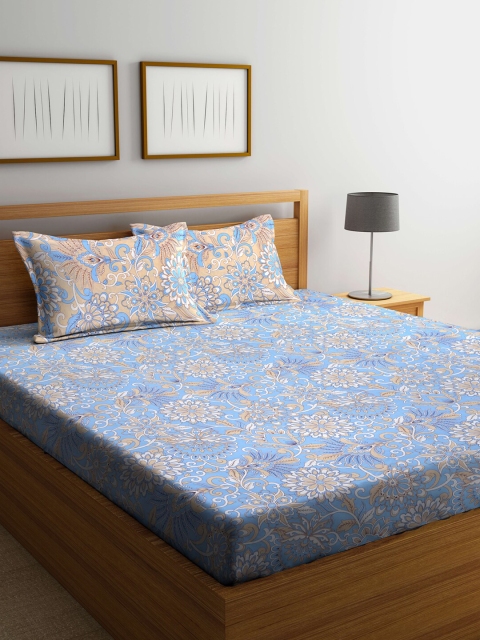 

Weaving Magic Blue & Brown 104 TC Queen Bedsheet with 2 Pillow Covers