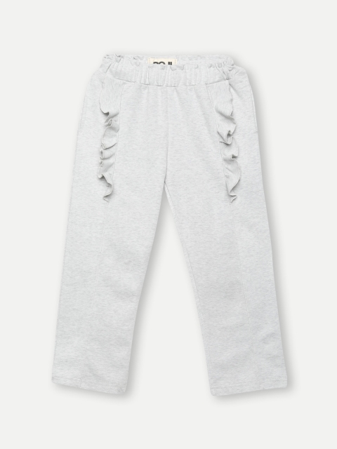 

GOJI Girls Grey Melange Solid Frill Track Pants