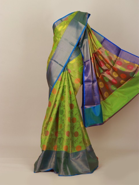

Pothys Green & Blue Woven Design Zari Art Silk Banarasi Saree