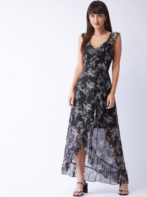 

MAGRE Black Floral Ruffle Georgette Maxi Dress