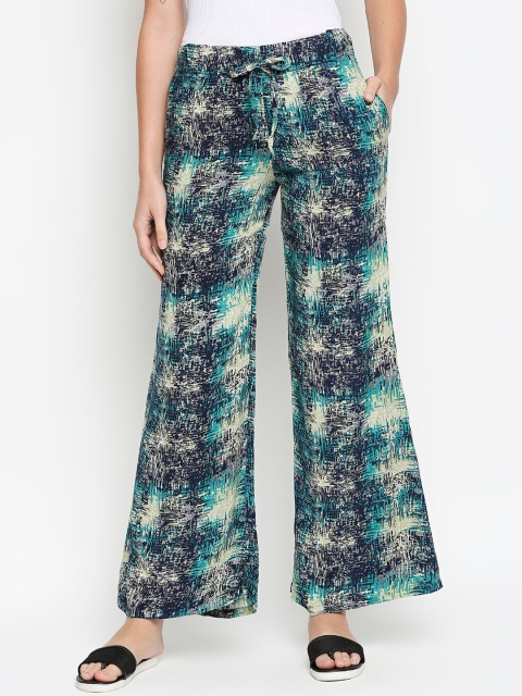 

XIN Women Navy Blue & Sea Green Printed Lounge Pants