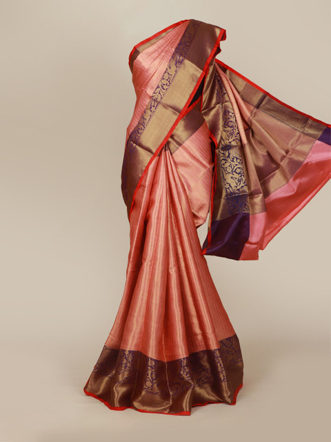 

Pothys Pink & Purple Woven Design Zari Art Silk Banarasi Saree