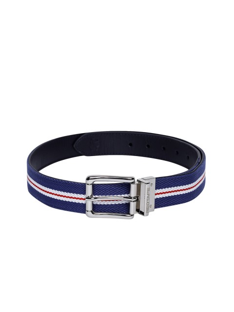 

Red Tape Men Navy Blue Striped Leather Reversible Belt