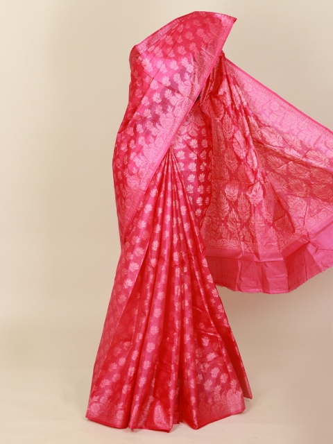 

Pothys Pink Ethnic Motifs Pure Silk Tussar Saree