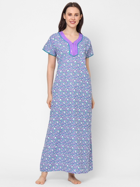 

Sweet Dreams Purple Printed Maxi Nightdress