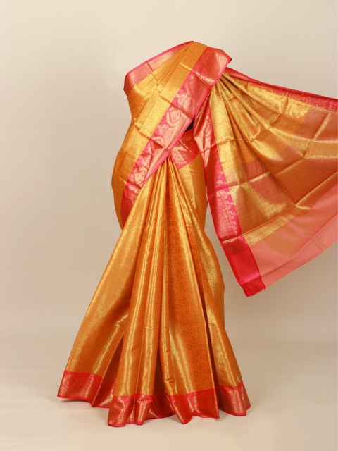 

Pothys Orange & Pink Ethnic Motifs Art Silk Banarasi Saree